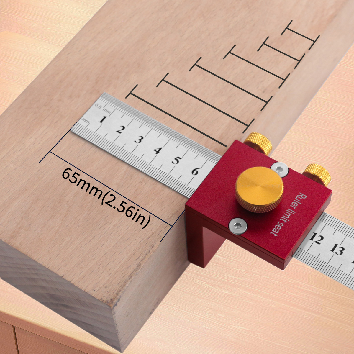 Woodworking Ruler - 30cm/12 Inch Scribing Ruler 90 Degrees