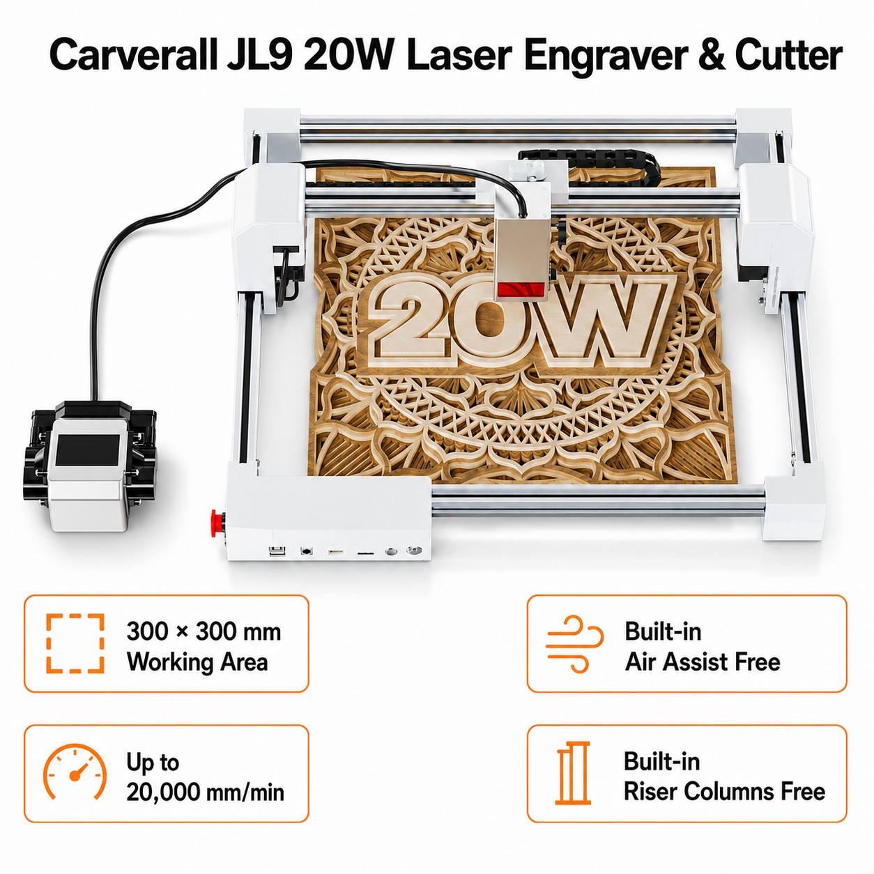 Carverall JL9 20W Laser Engrav - огляд і ціна Woodworking Veneer Cutter